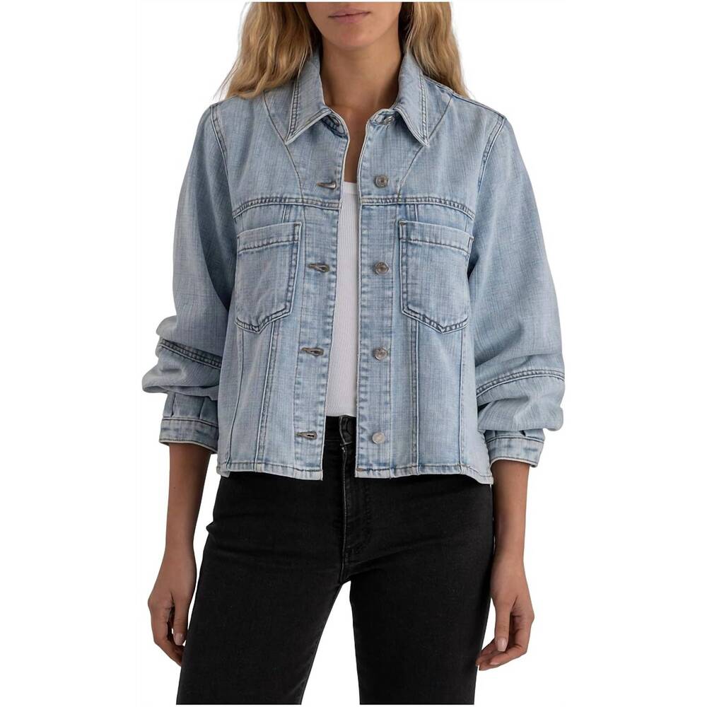 NEW KUT FROM THE KLOTH bailey button front jacket in light wash